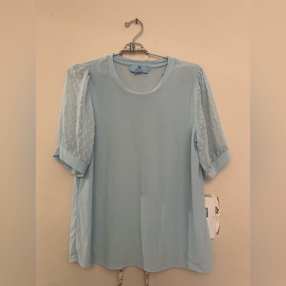 CeCe Blue Boxy 3/4 Sleeve Blouse